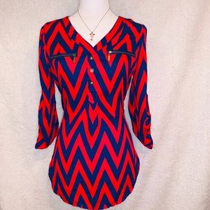 Sheer blouse RUE21 Navy blue N red straps